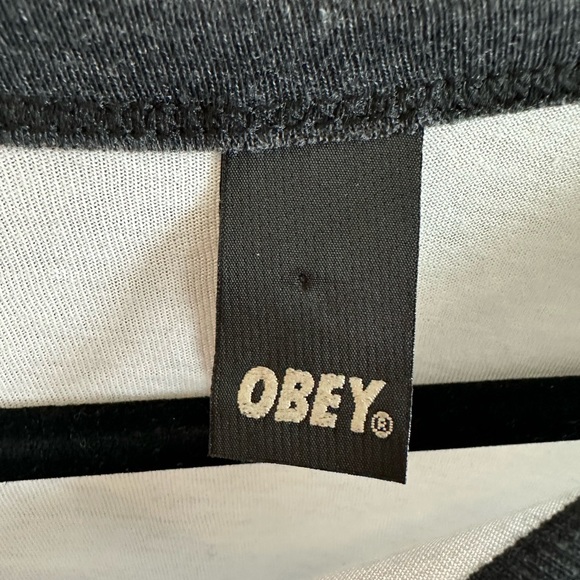 OBEY PROPAGANDA | Women’s Small City Sounds Raglan Baseball Sleeve Gray White - Picture 4 of 4